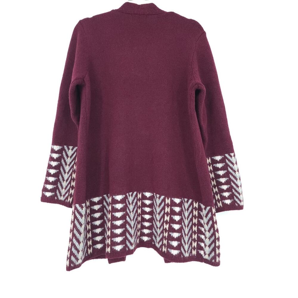 NWT Frye Cardigan Sweater Women's Large Burgundy Boho Southwest Cozy Tribal Open - Picture 4 of 11